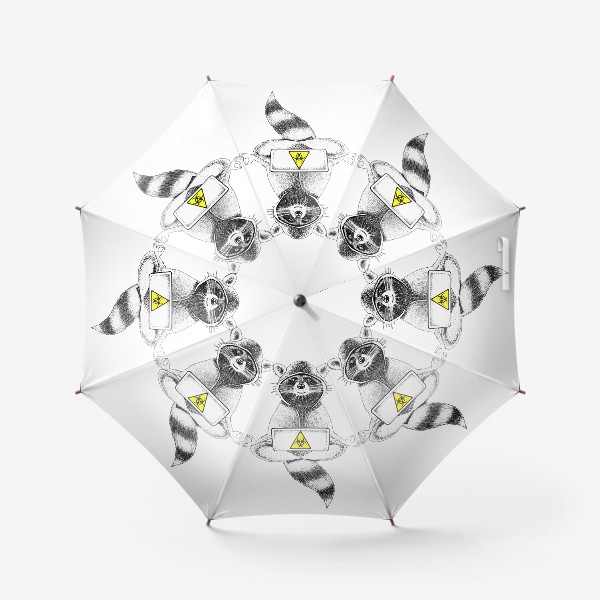 Зонт «Енот - хакер (на белом)»