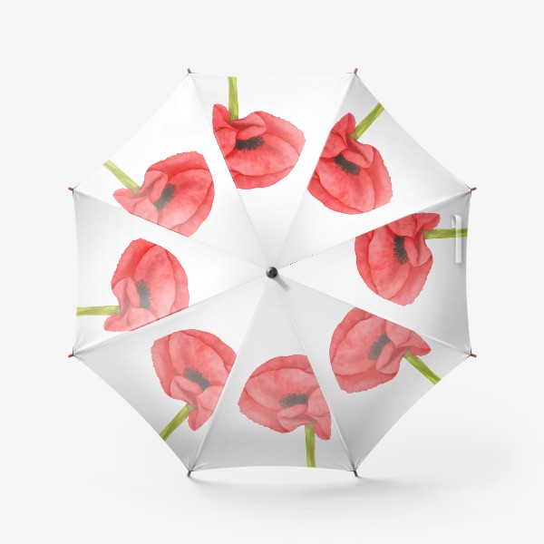 Зонт «Акварельный алый мак»