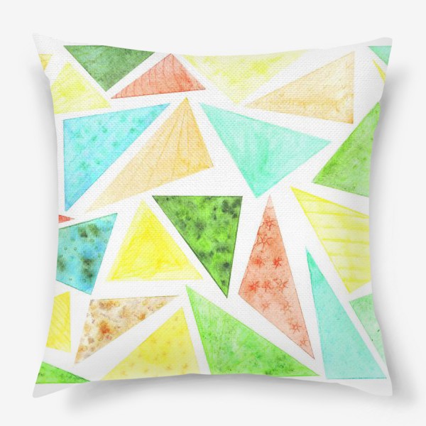 Подушка «акварельные треугольники»