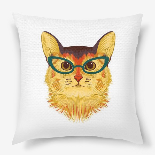 Подушка «Портрет абиссинской кошки в очках»