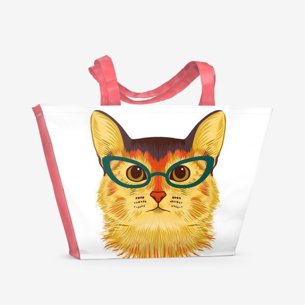 Пляжная сумка «Портрет абиссинской кошки в очках»