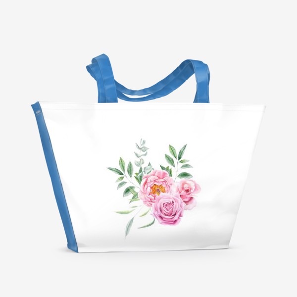 Пляжная сумка «Акварельный букет с розами»