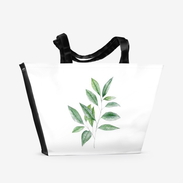Пляжная сумка «Акварельная зеленая веточка»