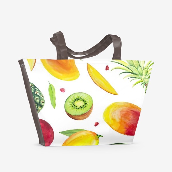 Пляжная сумка &laquo;Узор из фруктов акварель&raquo;