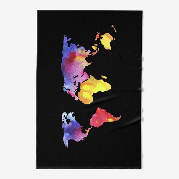 Полотенце «Карта мира на черном»