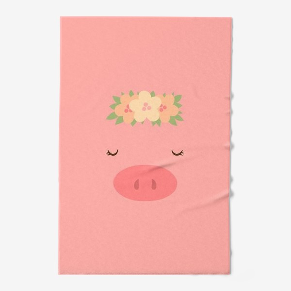 Полотенце «Свинка в цветочном венке»