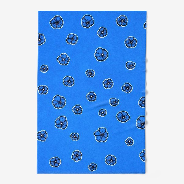 Полотенце «Цветочки на синем фоне»