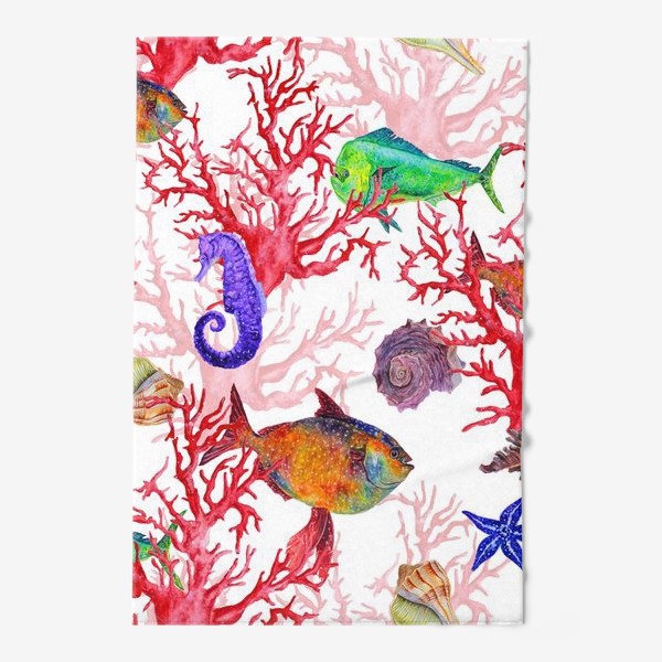 Полотенце «Морские жители, кораллы и ракушки»