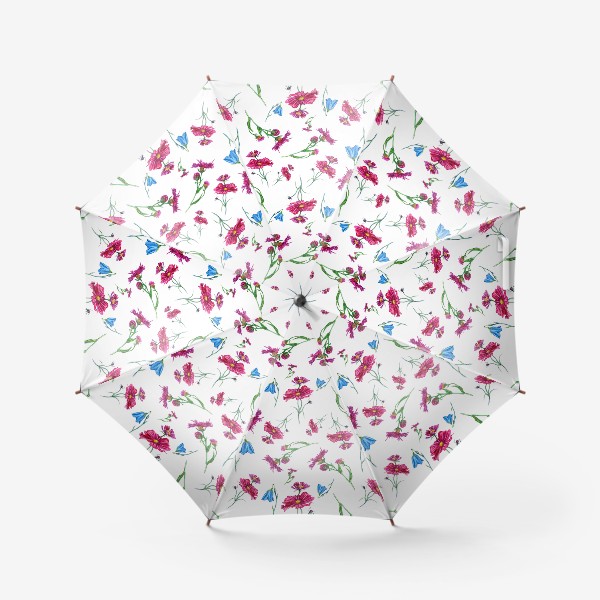 Зонт «Полевые цветы, красные и голубые»