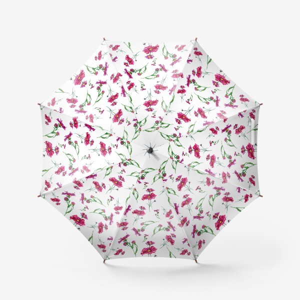 Зонт « Полевые цветы красных оттенков»