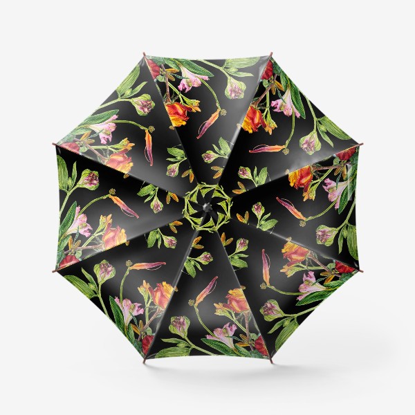 Зонт «Оранжевые розы на черном»