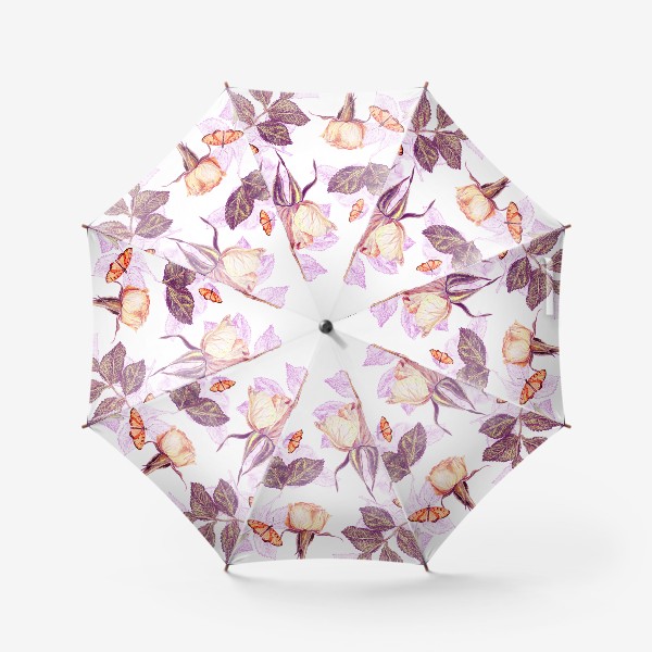 Зонт «Винтажные розы и бабочки»