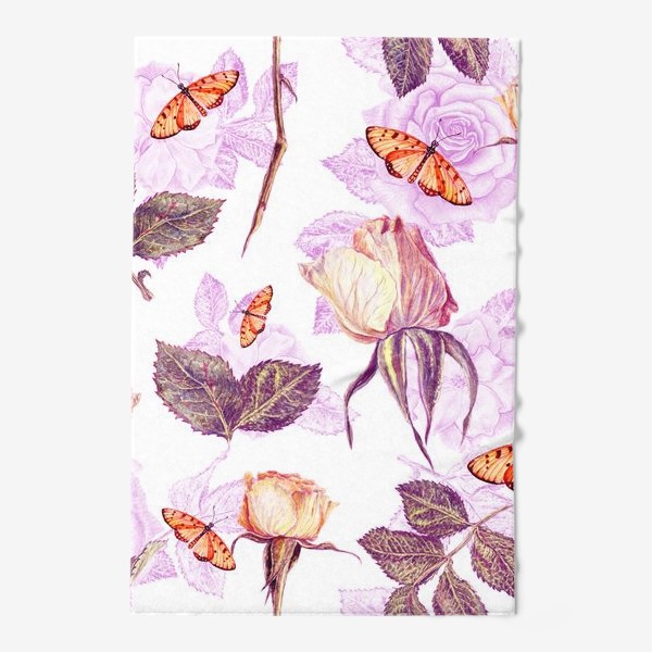 Полотенце «Винтажные розы и бабочки»