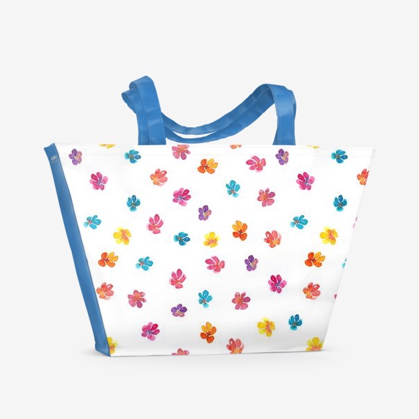 Пляжная сумка «Паттерн с акварельными цветами»