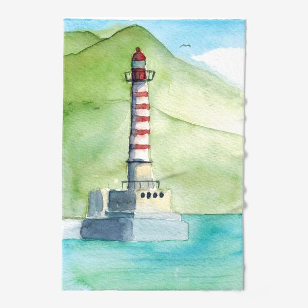 Полотенце «Акварельный маяк на берегу»