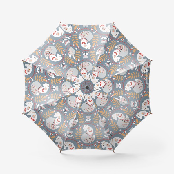Зонт «Декоративный паттерн с лисичками в скандинавском стиле»