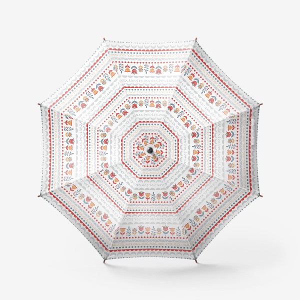 Зонт &laquo;Декоративный паттерн в скандинавском стиле с цветами и узорами&raquo;