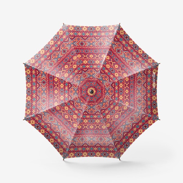 Зонт &laquo;Бордовый этнический орнамент в мексиканском стиле.&raquo;
