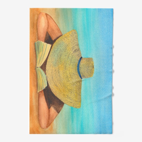 Полотенце «Девушка в шляпе на пляже с книгой»