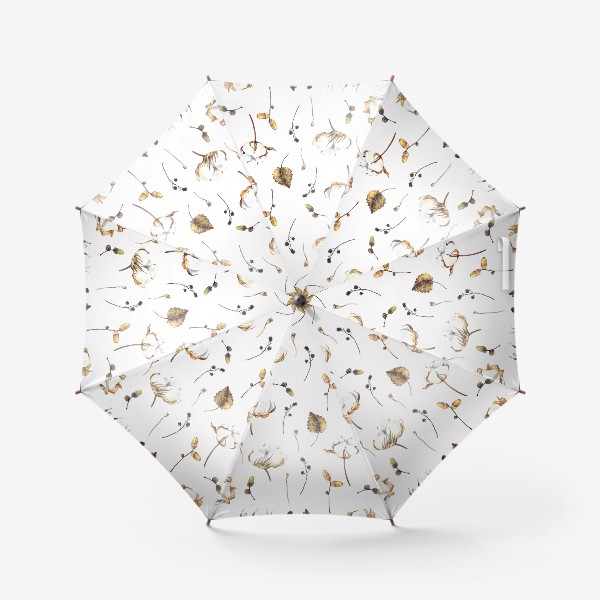 Зонт «Акварельный паттерн с нежными зимними растениями»