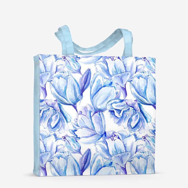 Сумка-шоппер «Акварельные голубые тюльпаны»