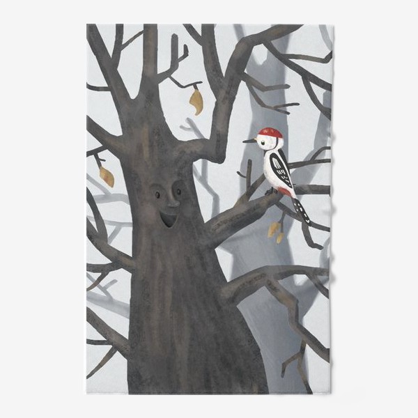Полотенце «Дятел и дерево. Лес»
