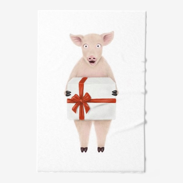 Полотенце «Свинка с подарком»