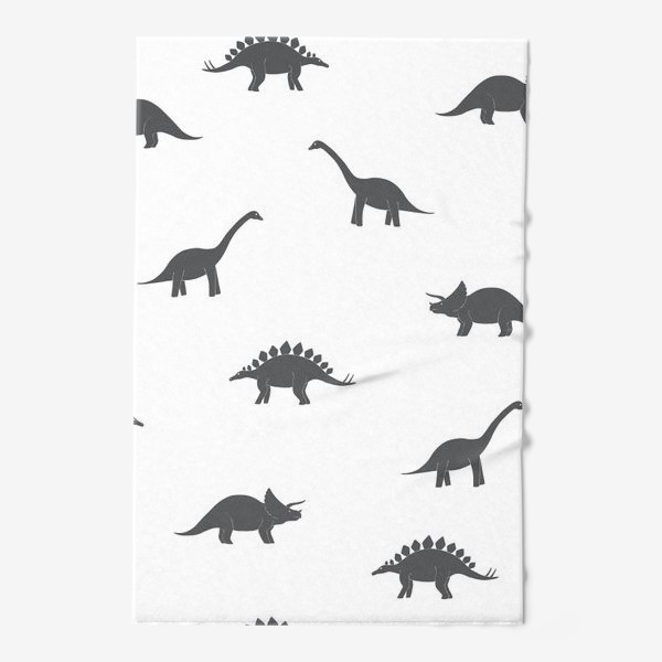 Полотенце «Чёрно-белый паттерн с динозаврами»