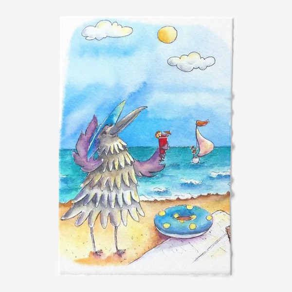 Полотенце «Ворона в отпуске на море»