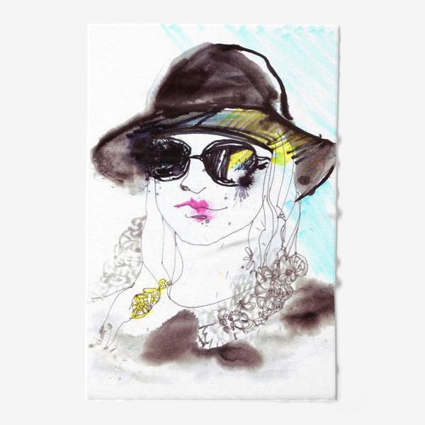 Полотенце «Девушка в солнечных очках и шляпе»