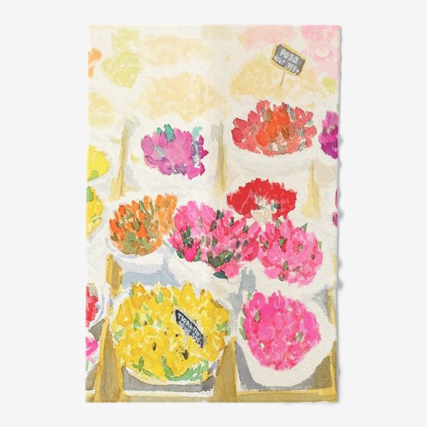Полотенце «Цветочный рынок. Картина акварель»
