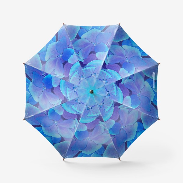 Зонт &laquo;Цветы голубой гортензии, акварельный летний ботанический принт&raquo;