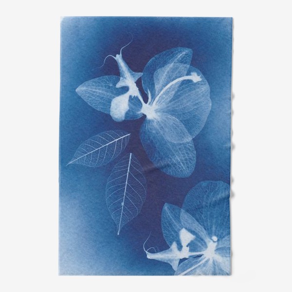Полотенце «Орхидеи с усиками (цианотипия)»