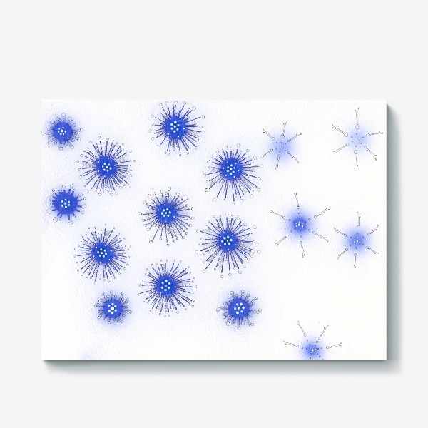 Холст «Синие кляксы-цветы»