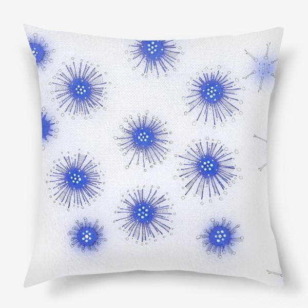 Подушка «Синие кляксы-цветы»