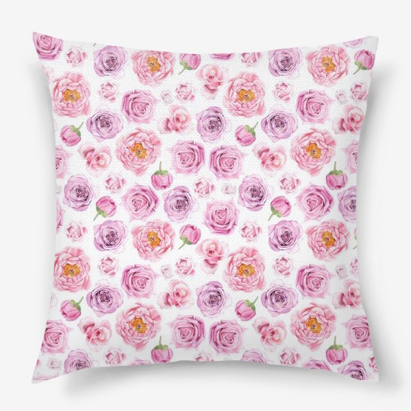 Подушка «Узор с розовыми розами»