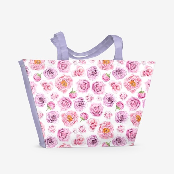 Пляжная сумка &laquo;Узор с розовыми розами&raquo;