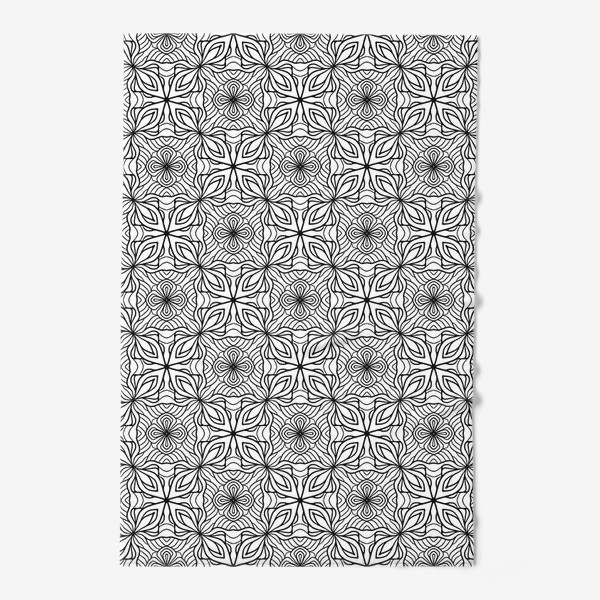 Полотенце «Цветочный орнамент черное на белом»
