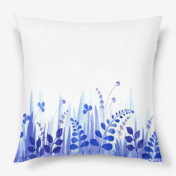 Подушка «Акварель синяя трава»