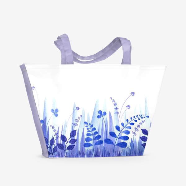 Пляжная сумка «Акварель синяя трава»