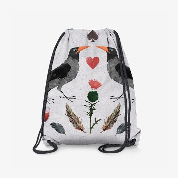 Рюкзак «Любовь, ворона, сердце»
