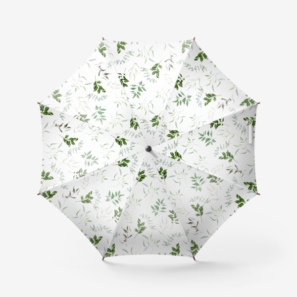 Зонт «Узор с зелеными веточками и эвкалиптами »