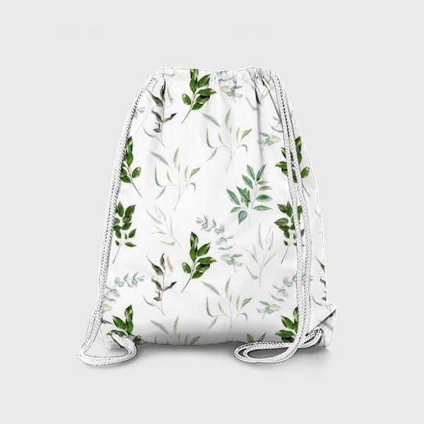 Рюкзак «Узор с зелеными веточками и эвкалиптами »