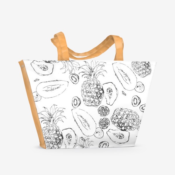 Пляжная сумка «Черно-белые фрукты»