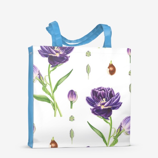 Сумка-шоппер «Ботанический принт с тюльпанами, семенами и луковицами тюльпанов»