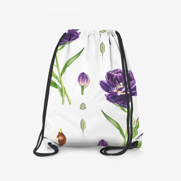 Рюкзак «Ботанический принт с тюльпанами, семенами и луковицами тюльпанов»