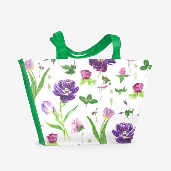 Пляжная сумка «Принт с весенними цветами»