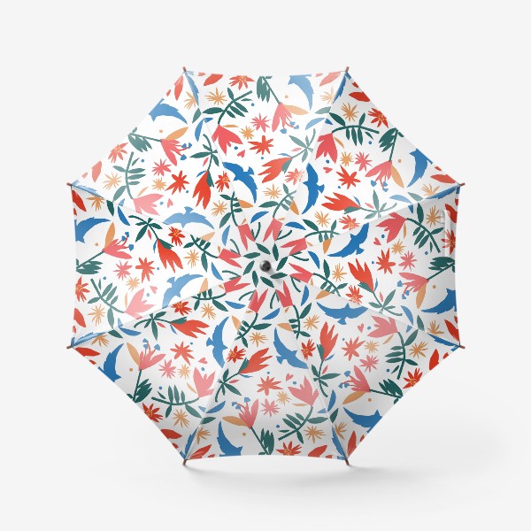 Зонт «Мексиканский традиционный узор с цветами и птицей»