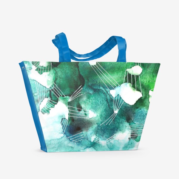 Пляжная сумка «Лучи на зеленом фоне.Абстракция»