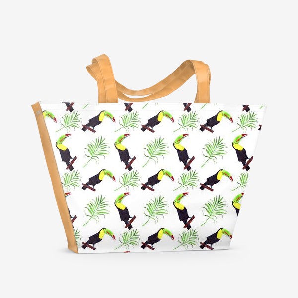 Пляжная сумка «тропический узор 2 туканы»